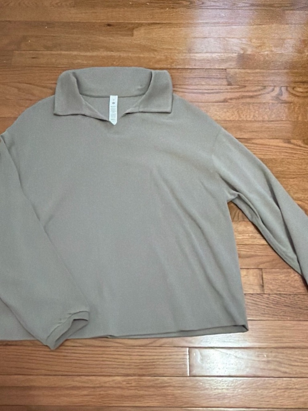 lululemon athletica Long Sleeve Polo Top in Taupe